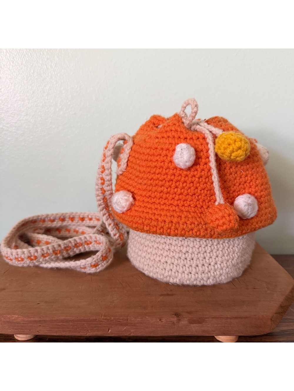 Handmade Crochet Mushroom bag purse crossbody